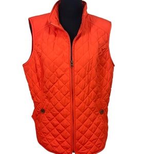 Van Heusen Orange Quilted Zippered Vest Size Large